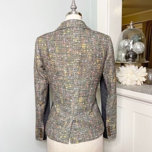 Trina Turk Golden Eye Women’s Tweed Blazer Jacket Green Plaid Size 2 XS - Picture 6 of 13